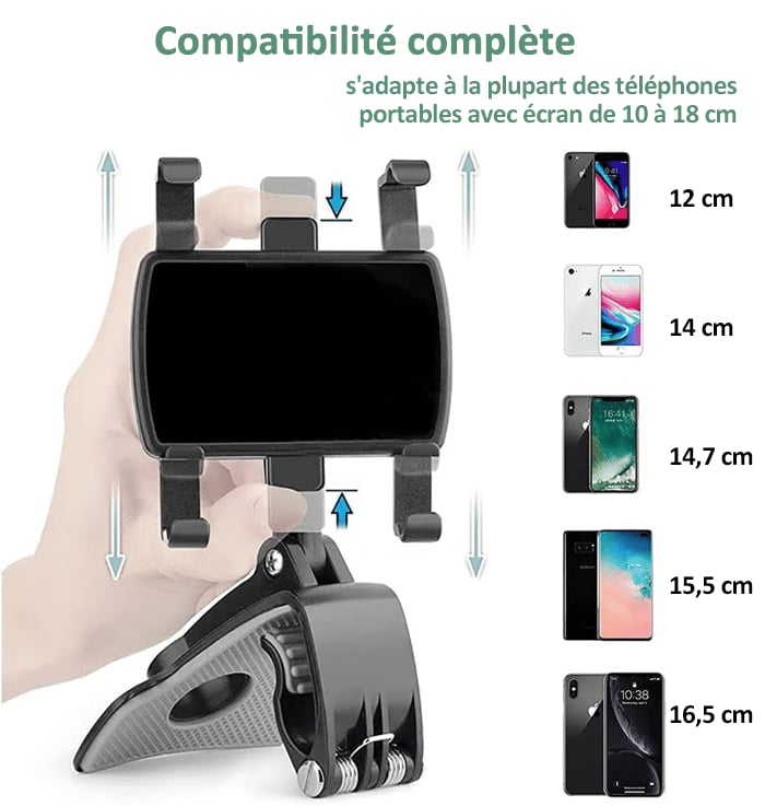 Support de téléphone de voiture rotatif à 360 degrés pour tableau de bord