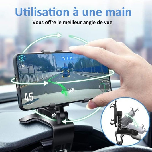 Support de téléphone de voiture rotatif à 360 degrés pour tableau de bord