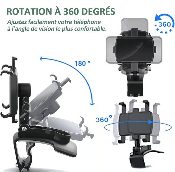 Support de téléphone de voiture rotatif à 360 degrés pour tableau de bord