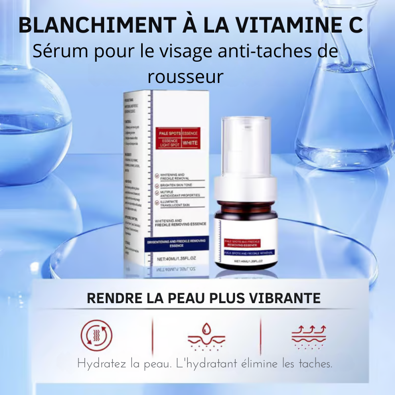 Sérum pour le visage blanchissant à la vitamine C, élimine les tâches brunes du mélasma et éclaircit la mélanine