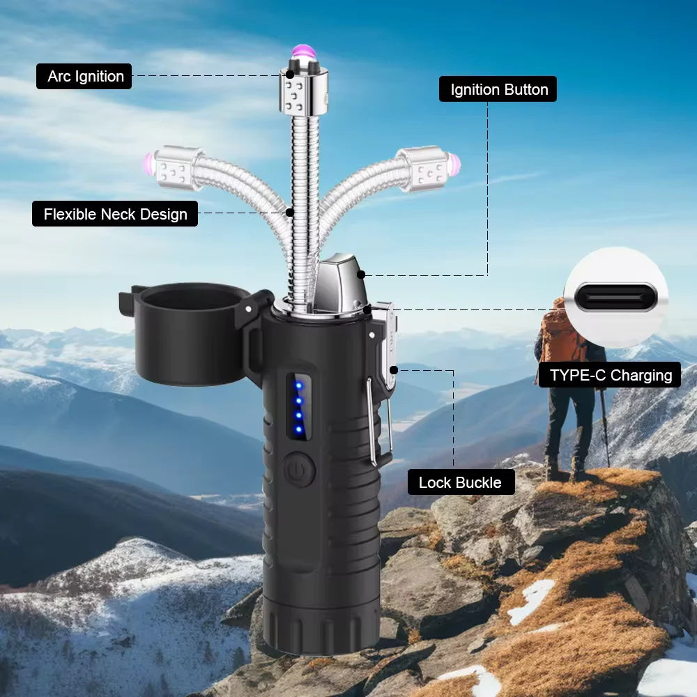 Briquet Électronique à Tuyau Rétractable et Pivotant